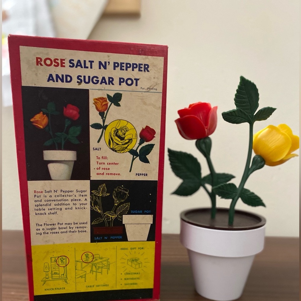 Rose Salt, Pepper, and Sugar pot. Vintage.